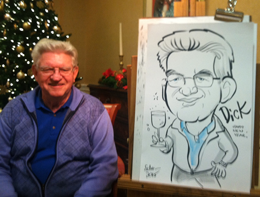 Caricature with champagne glass in Springfield, Virginia!