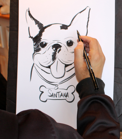 Dog caricature in progress.