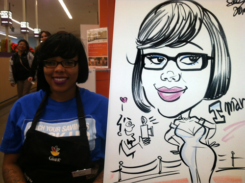 Movie star caricature at PNC Bank grand opening on November 7, 2014
