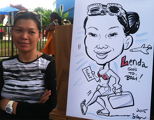 Traveler to Bali caricature