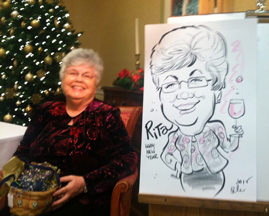 A caricature of a very merry lady in Springfield Virginia!