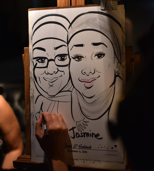 Mother and daughter caricature