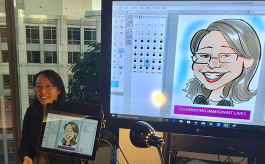 Surface tablet digital caricatures