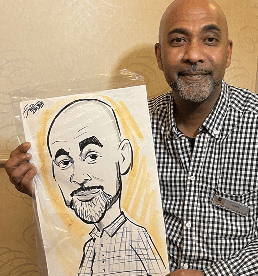 Man with his classic caricature