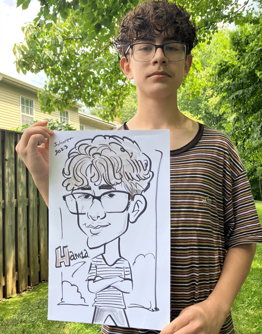 Kid's caricature with glasses